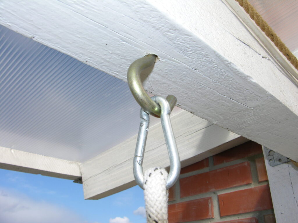 Rope loop attached to the hook with a carabiner