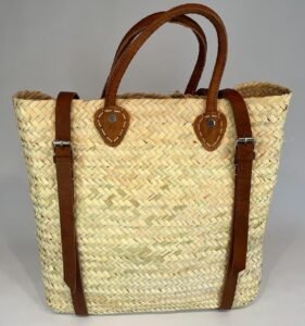 High Premium Straw Basket Backpack, Trendy Beach Tote Bag Leather Handles | Handmade French Market Basket Bag Straw backpack - Market