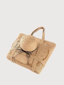 MAIITRIP Straw Beach Tote Bag For Women,Summer Woven Bags Large zipperd Handmade Shoulder Handbag with Hat Holder and Sun Hat