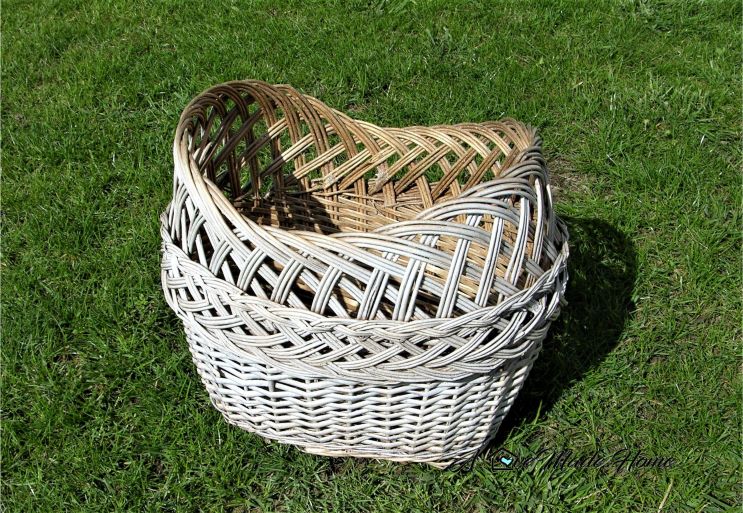 Whitewashed rattan wicker basket